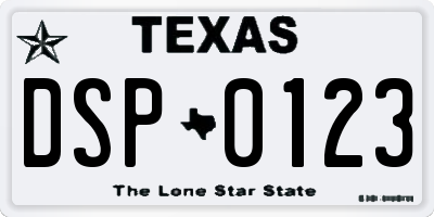 TX license plate DSP0123