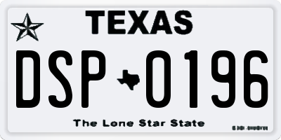TX license plate DSP0196