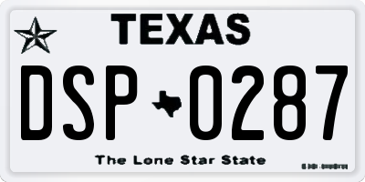 TX license plate DSP0287
