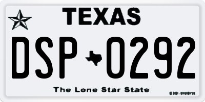 TX license plate DSP0292
