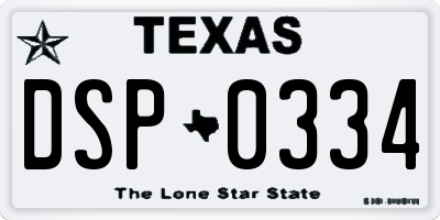 TX license plate DSP0334