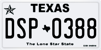 TX license plate DSP0388