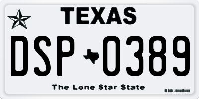 TX license plate DSP0389
