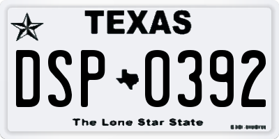 TX license plate DSP0392