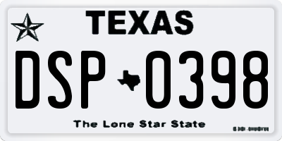 TX license plate DSP0398