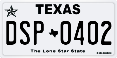 TX license plate DSP0402