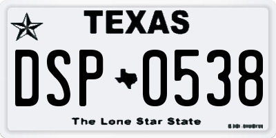 TX license plate DSP0538