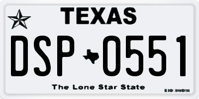 TX license plate DSP0551
