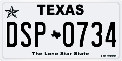 TX license plate DSP0734