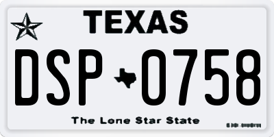 TX license plate DSP0758