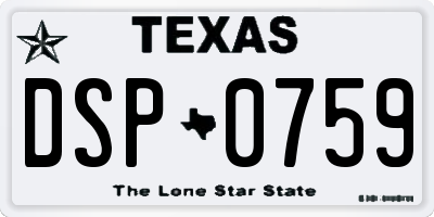 TX license plate DSP0759
