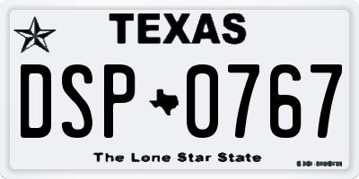 TX license plate DSP0767