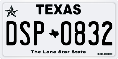 TX license plate DSP0832