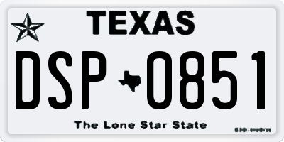 TX license plate DSP0851