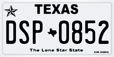 TX license plate DSP0852