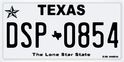 TX license plate DSP0854