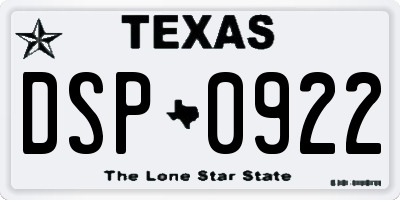 TX license plate DSP0922