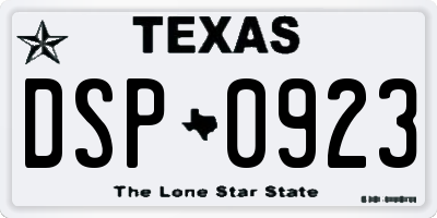 TX license plate DSP0923