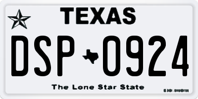 TX license plate DSP0924