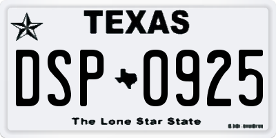TX license plate DSP0925