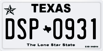TX license plate DSP0931
