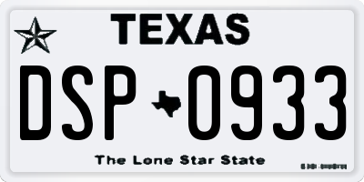 TX license plate DSP0933