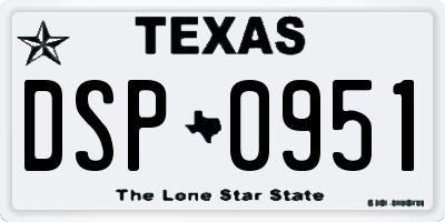TX license plate DSP0951