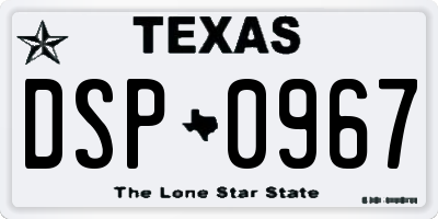 TX license plate DSP0967