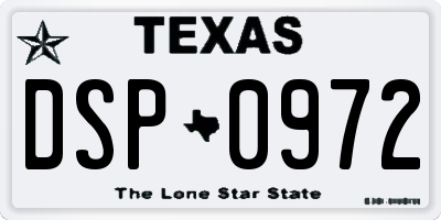 TX license plate DSP0972