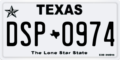 TX license plate DSP0974