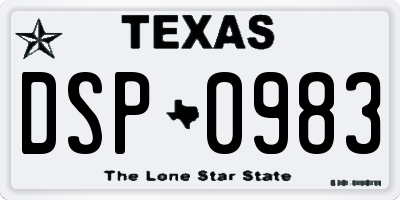 TX license plate DSP0983