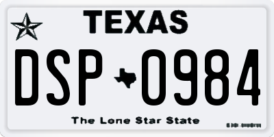 TX license plate DSP0984