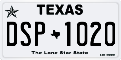 TX license plate DSP1020