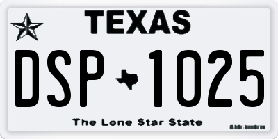 TX license plate DSP1025