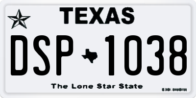 TX license plate DSP1038