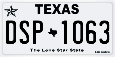 TX license plate DSP1063