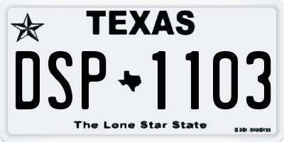 TX license plate DSP1103