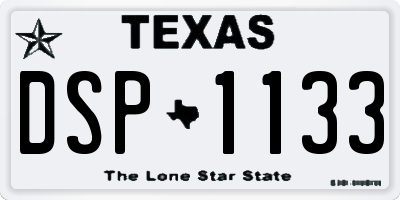 TX license plate DSP1133