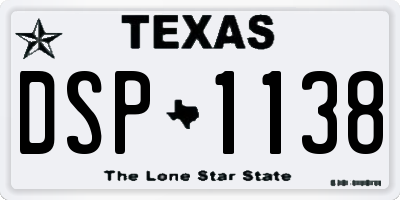 TX license plate DSP1138