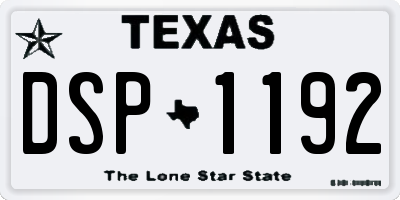 TX license plate DSP1192