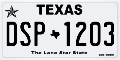 TX license plate DSP1203