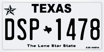 TX license plate DSP1478