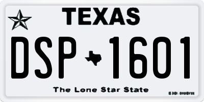 TX license plate DSP1601