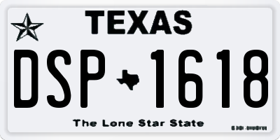 TX license plate DSP1618