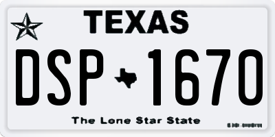 TX license plate DSP1670