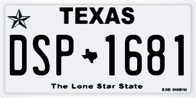 TX license plate DSP1681