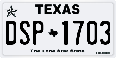 TX license plate DSP1703