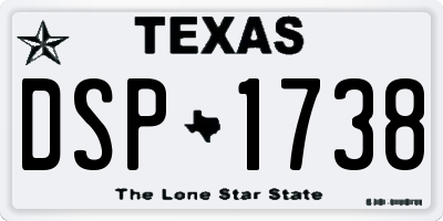 TX license plate DSP1738