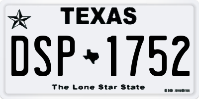 TX license plate DSP1752