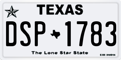TX license plate DSP1783